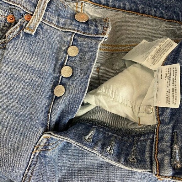 Levi Strauss Wedgie Skinny Slim Jeans Blue Rip 24 - Picture 3 of 10